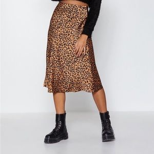Leopard Slinky High Waisted Midi Skirt